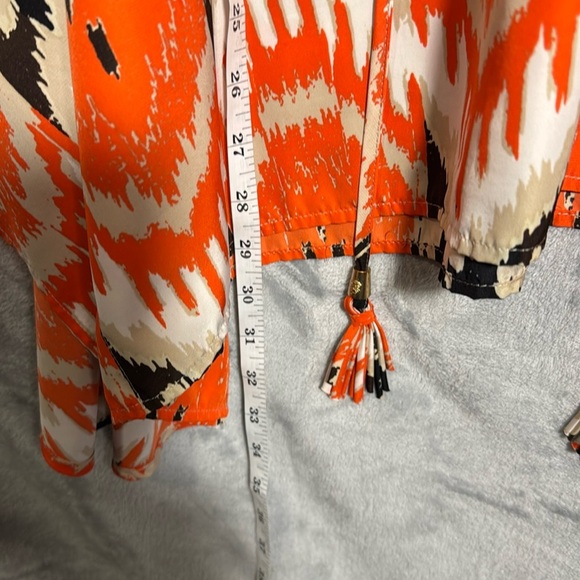 Vince Camuto blouse plus size 2x Orange and Cream flowy ponch style - Picture 8 of 12